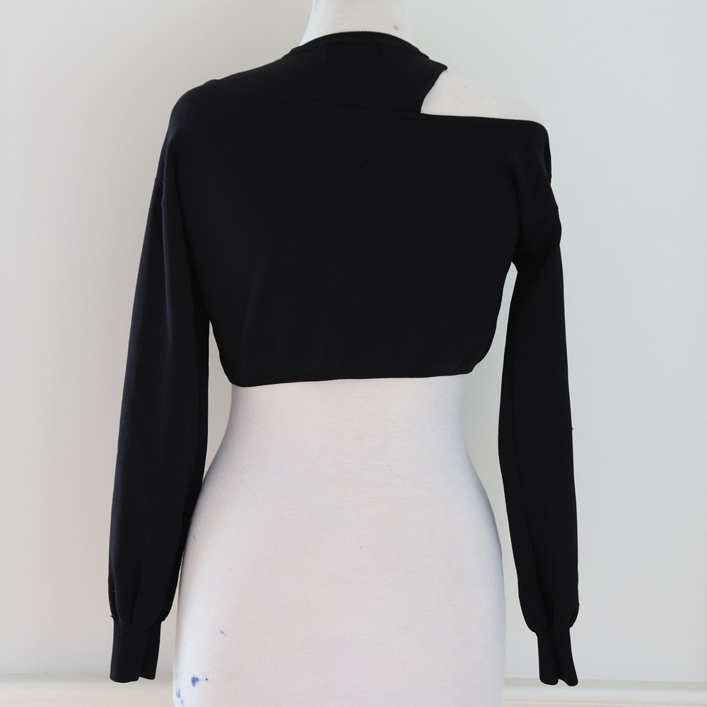 REVOLVE x Michael Costello Asym Cutout Dolman Sweater Black Runs Large Size XS - Picture 4 of 10
